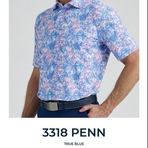 Bermuda Sands ApparelTrue Blue & Pink Print Golf Polo
